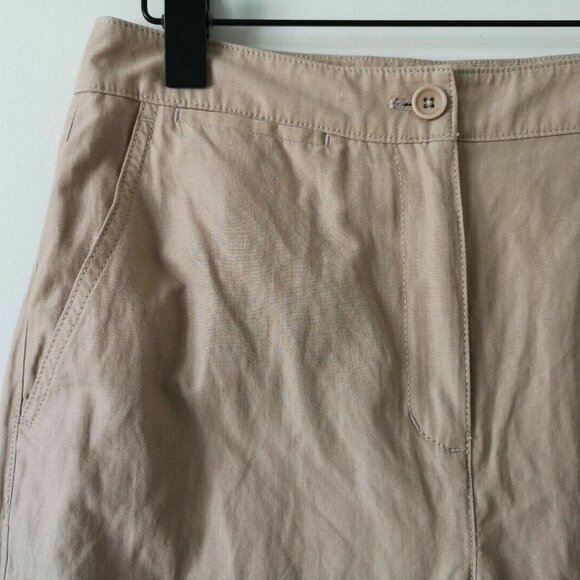 NWT EILEEN FISHER Beige Organic Cotton Steel Wide Leg Ankle Pants 6 - Picture 2 of 7